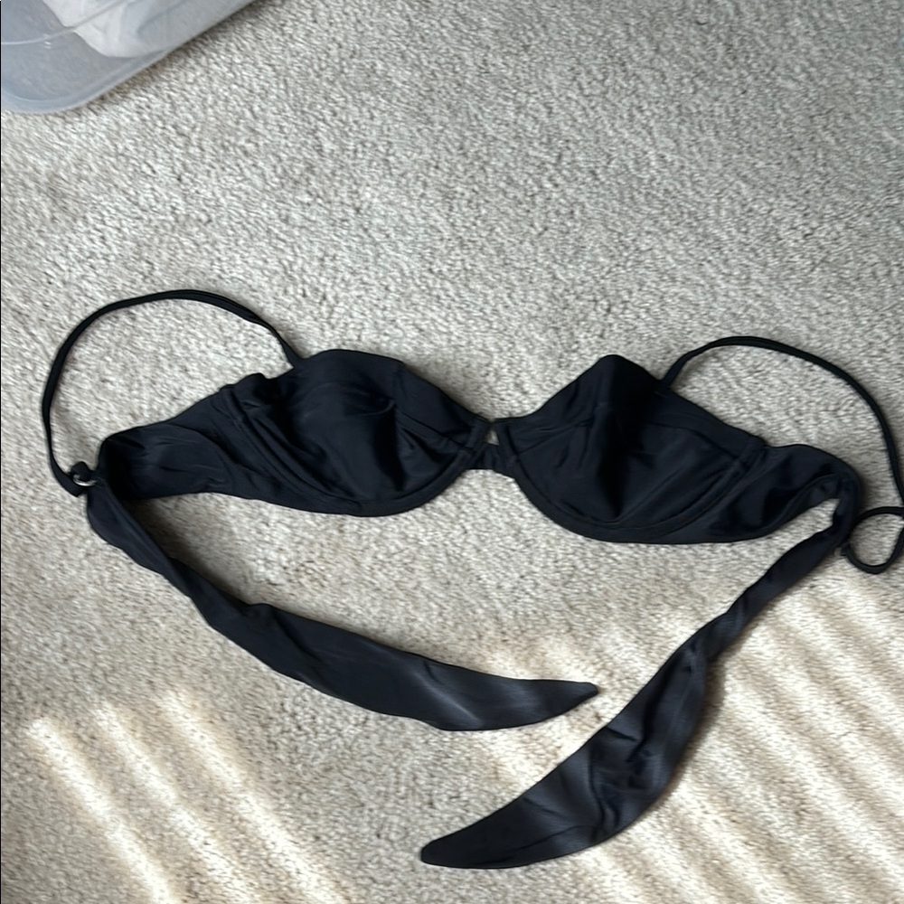Black Bikini Top with Tie Straps